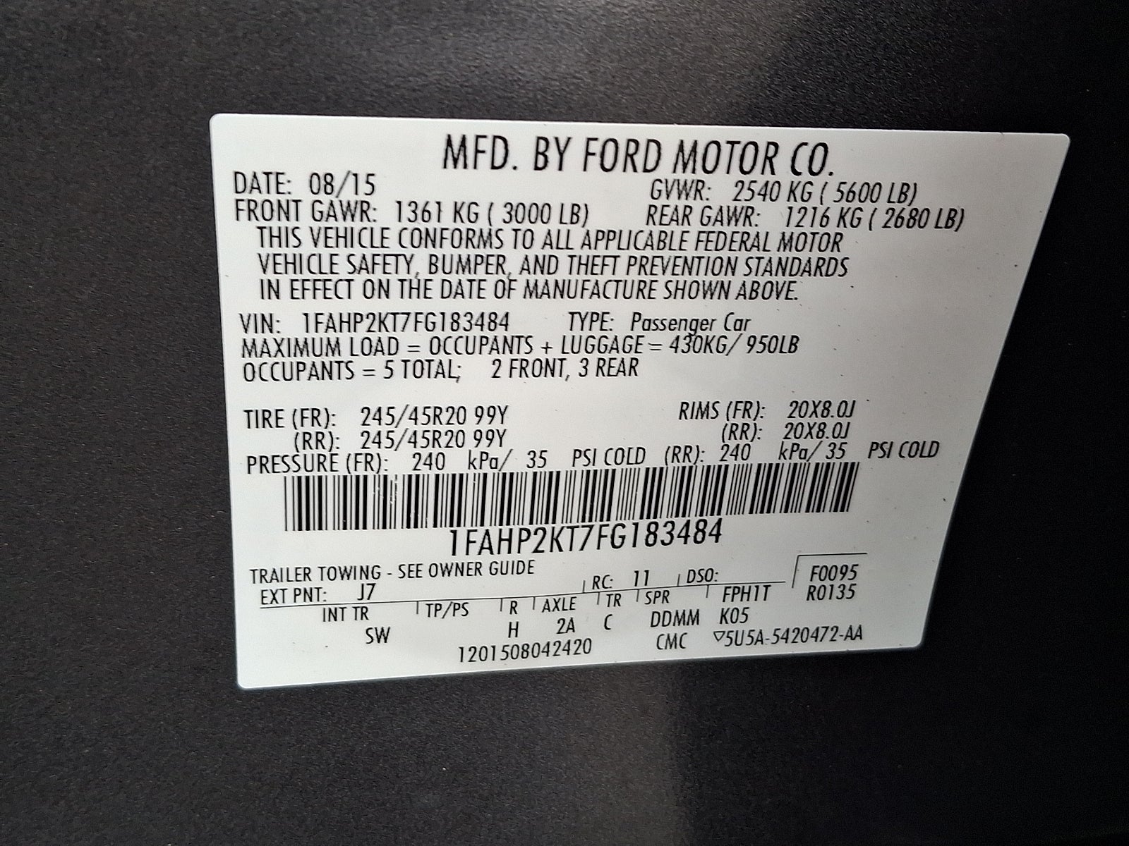 2015 Ford Taurus SHO