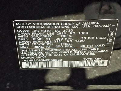 2022 Volkswagen Atlas 3.6L V6 SE w/Technology