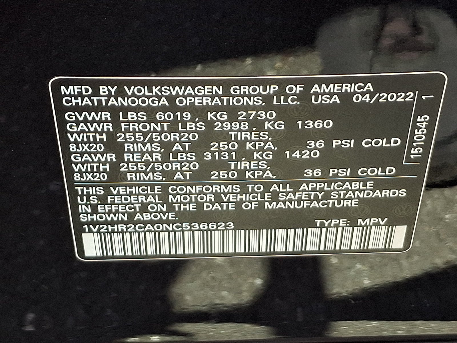 2022 Volkswagen Atlas 3.6L V6 SE w/Technology