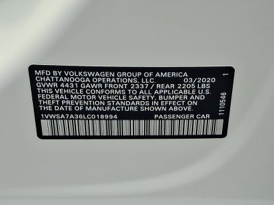 2020 Volkswagen Passat 2.0T SE
