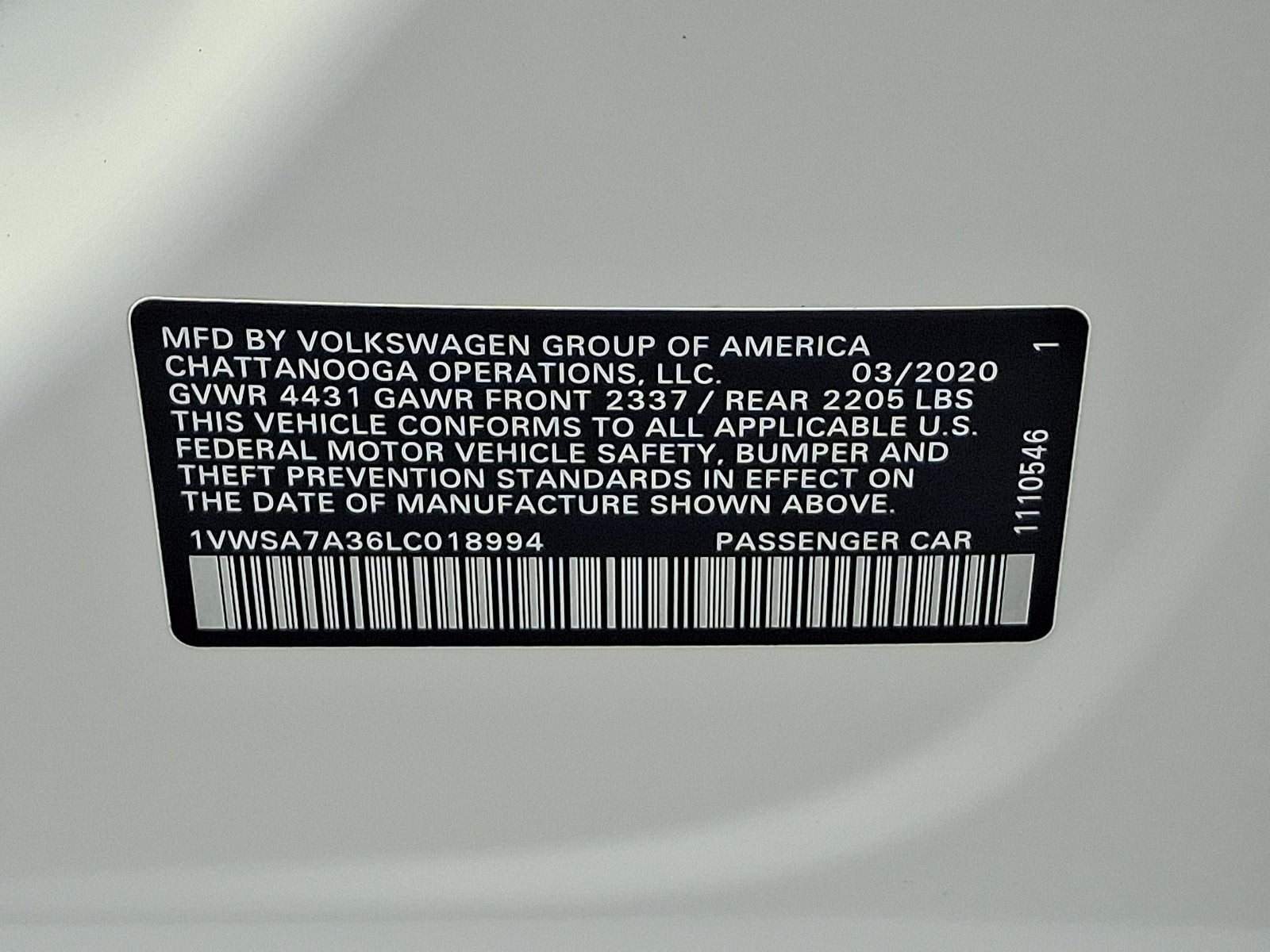 2020 Volkswagen Passat 2.0T SE