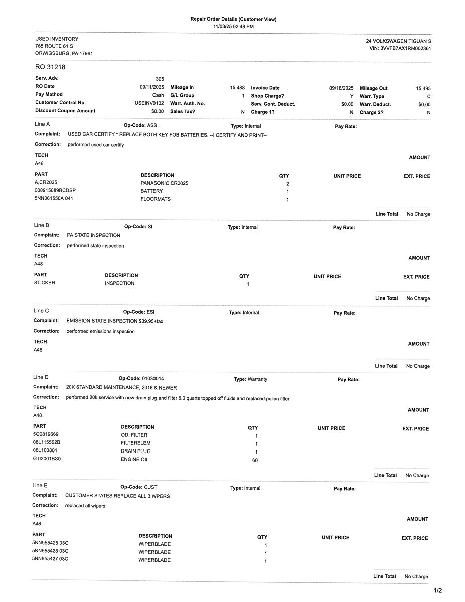 2024 Volkswagen Tiguan 2.0T S 4MOTION